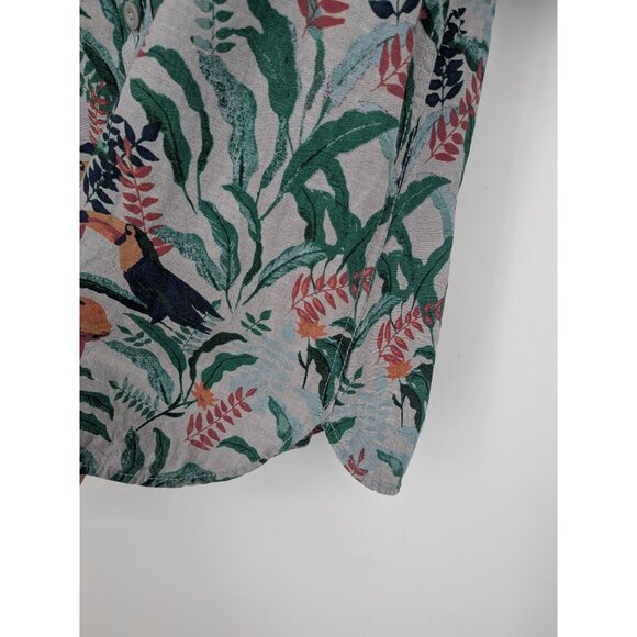 Mossimo Supply Hawaiian Button Up Shirt Men Size L Floral Toucan Tropical Resort - Picture 6 of 10